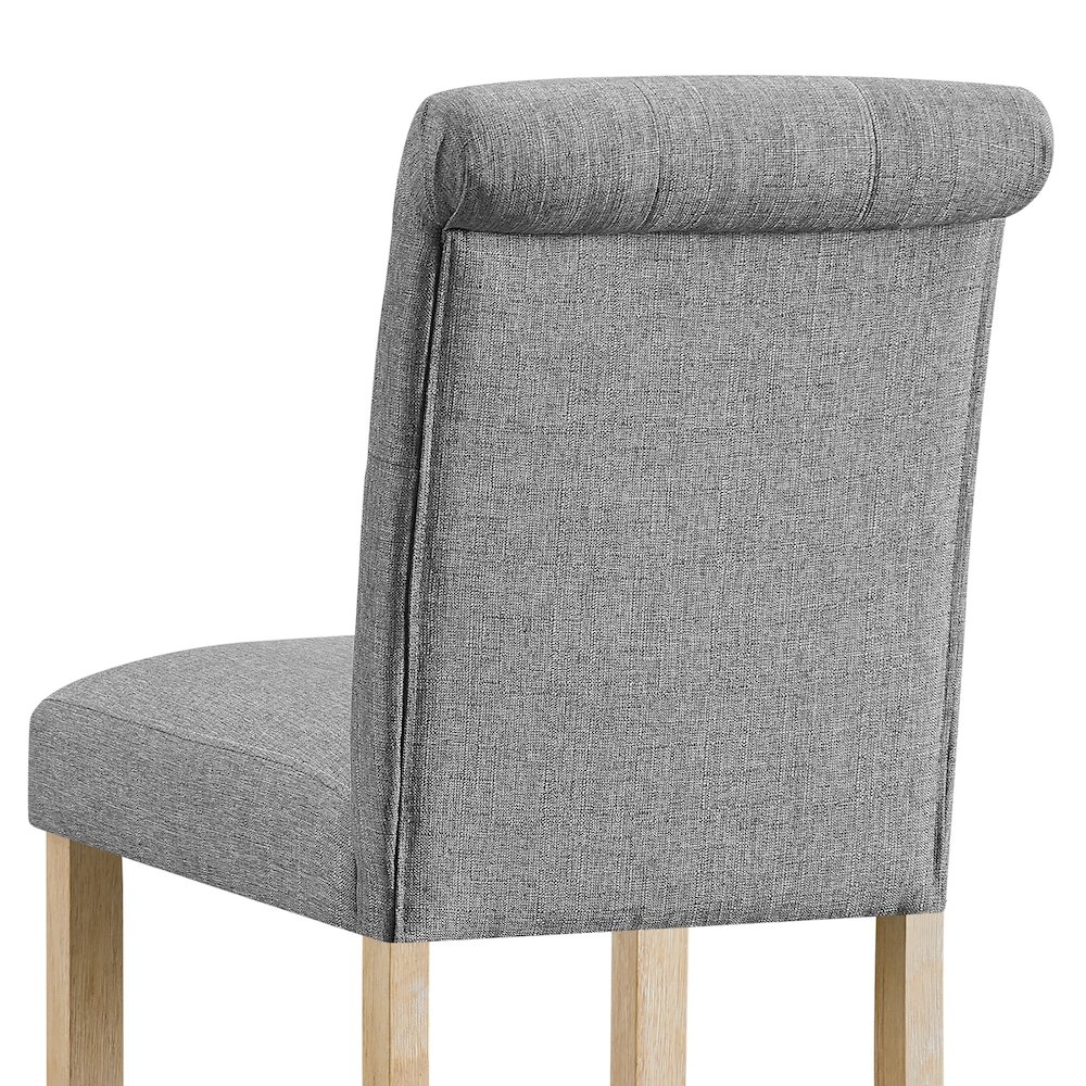 Siena Counter Height Button Tufted Back Solid Wood Stools, Set of 2, Gray. Picture 5