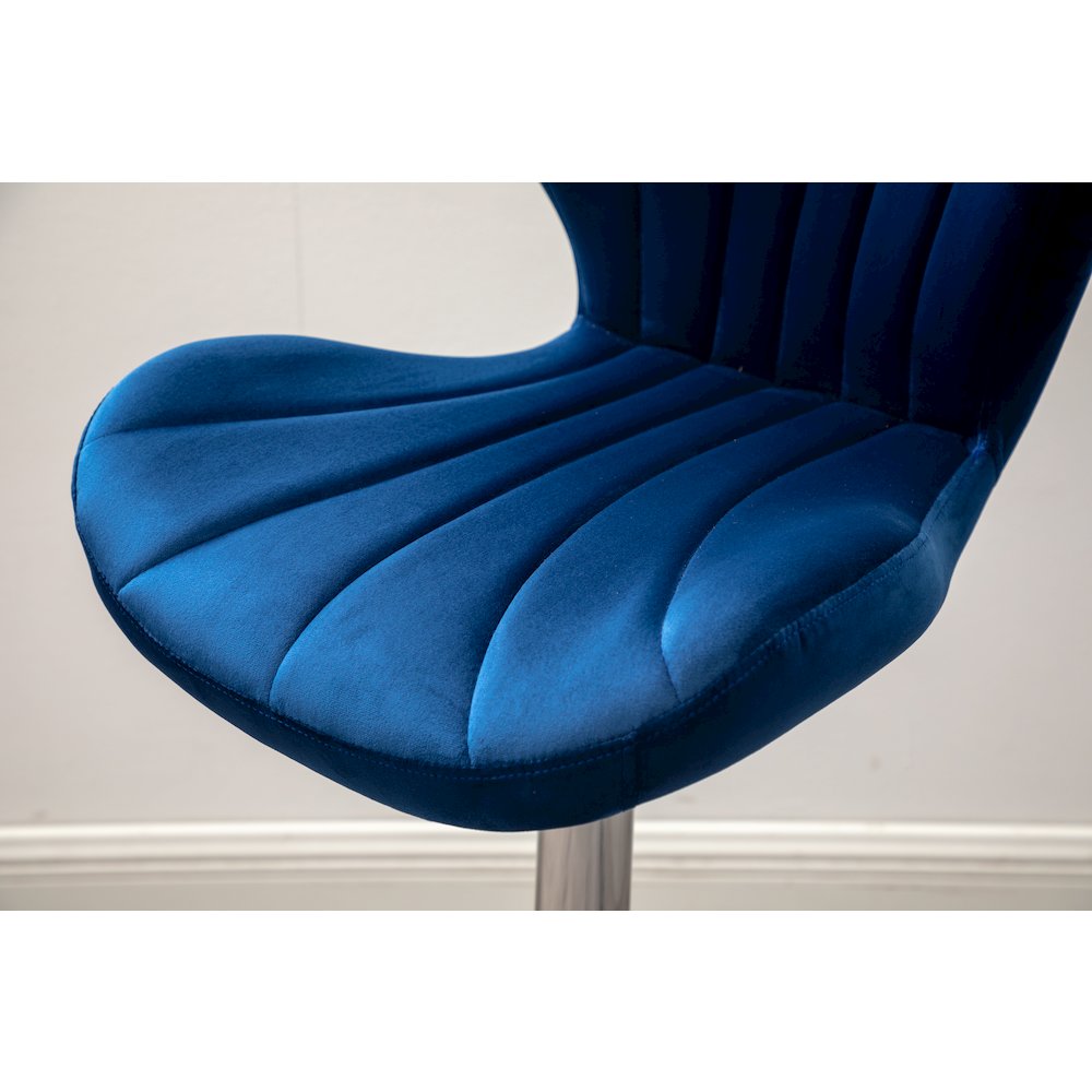 Ellston Upholstered Adjustable Swivel Barstools in Blue, Set of 2. Picture 11