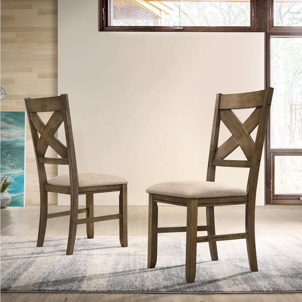 Raven Wood Fabric Upholstered Dining Chair Set of 2. Picture 2