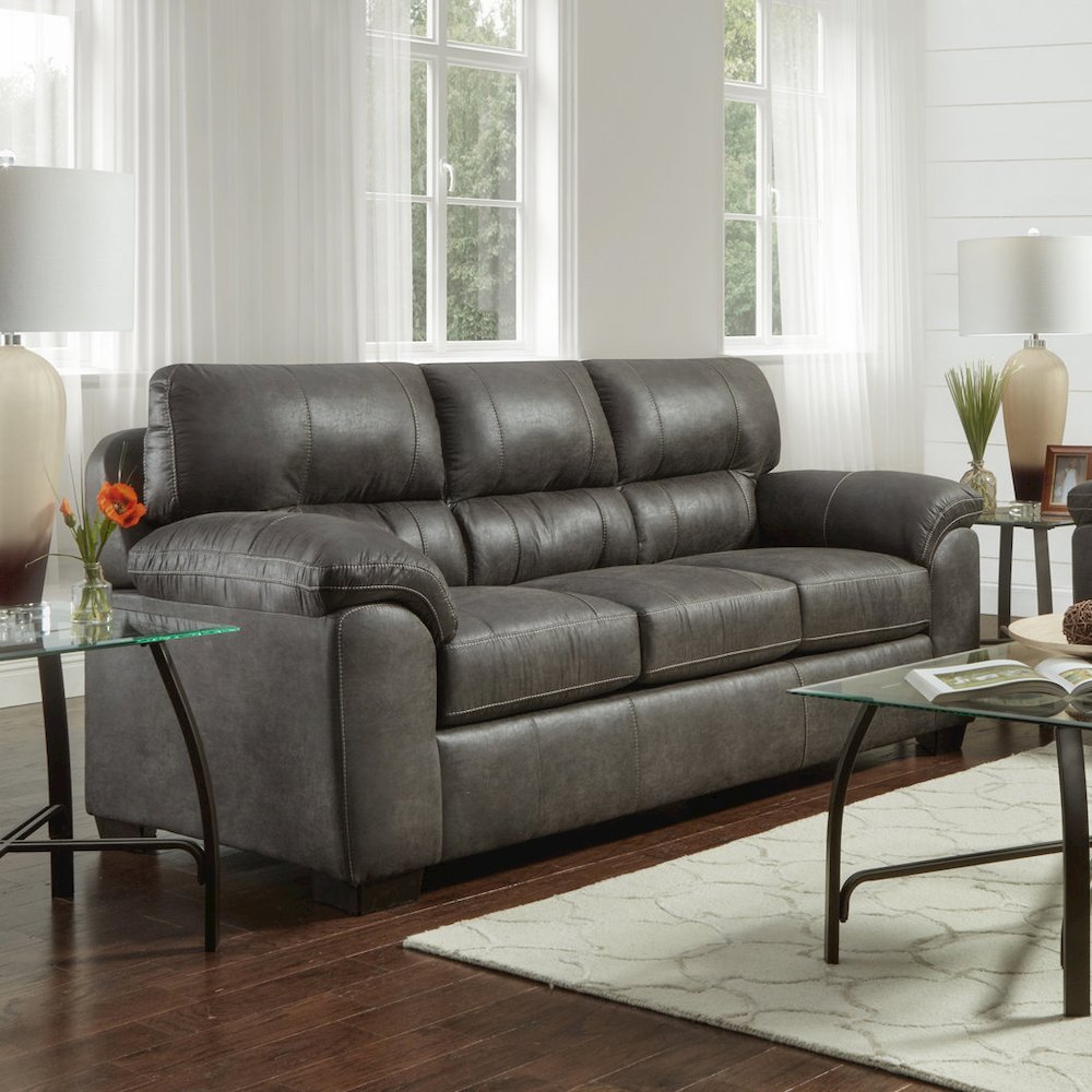 Tirana Contemporary Fabric Pillow-top Arm Sofa in Sequoia Ash. Picture 2