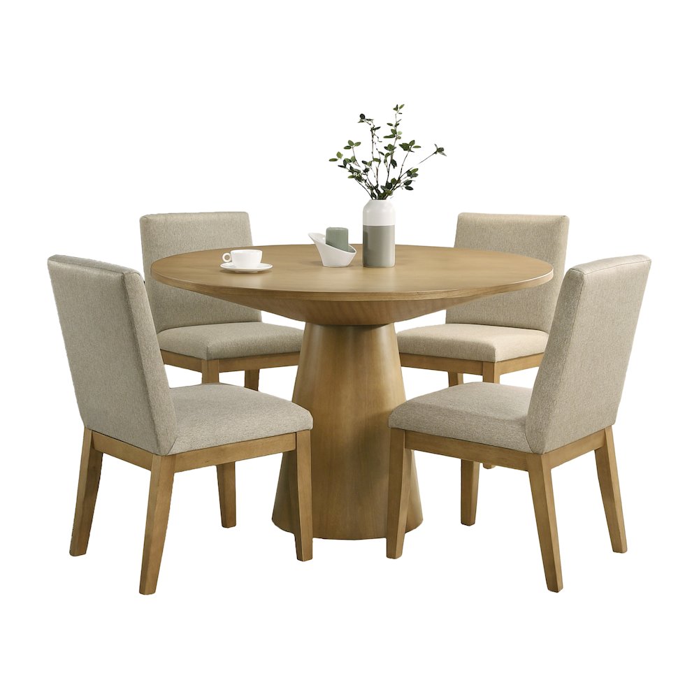 Rocco Contemporary Dining Set, Round Pedestal Table with 4 Chairs. Picture 1