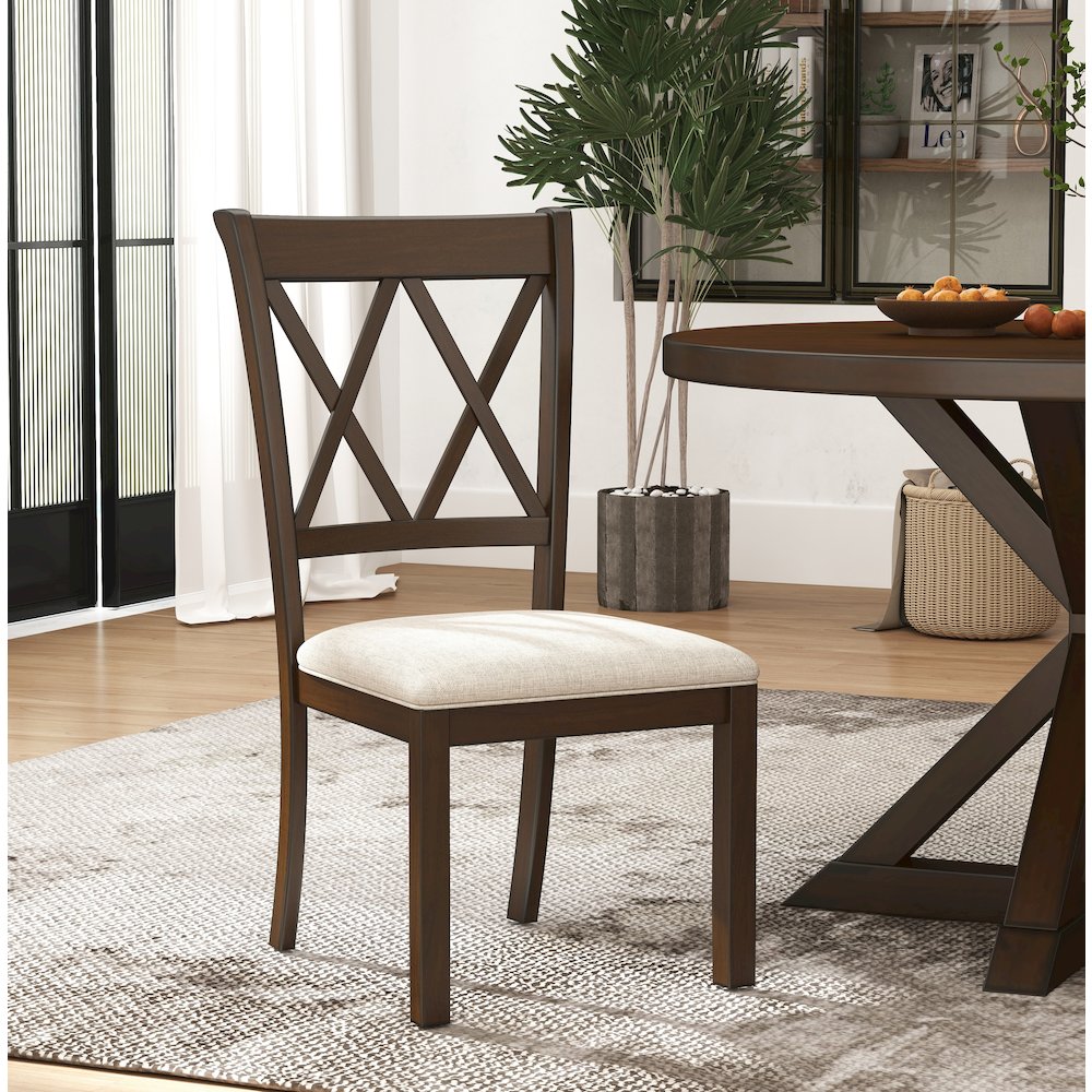 Windvale Upholstered Cross-back Dining Chair, Set of 2. Picture 4