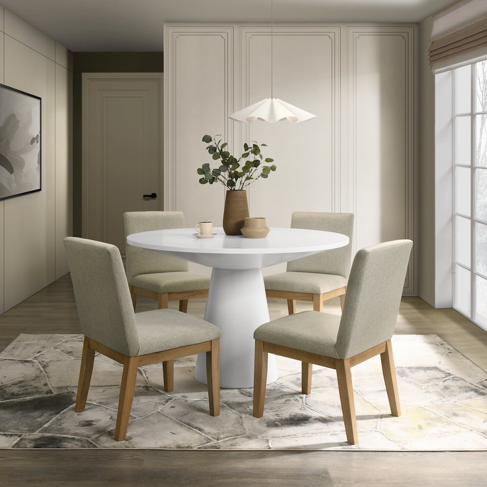 Rocco 5-Pc 48'' Pedestal Dining Set, Round Pedestal Table with 4 Chairs. Picture 3
