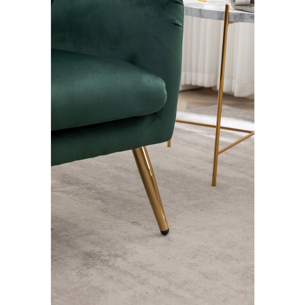 Sovarol Velvet Button-Tufted Wing Back Accent Chair, Green. Picture 14
