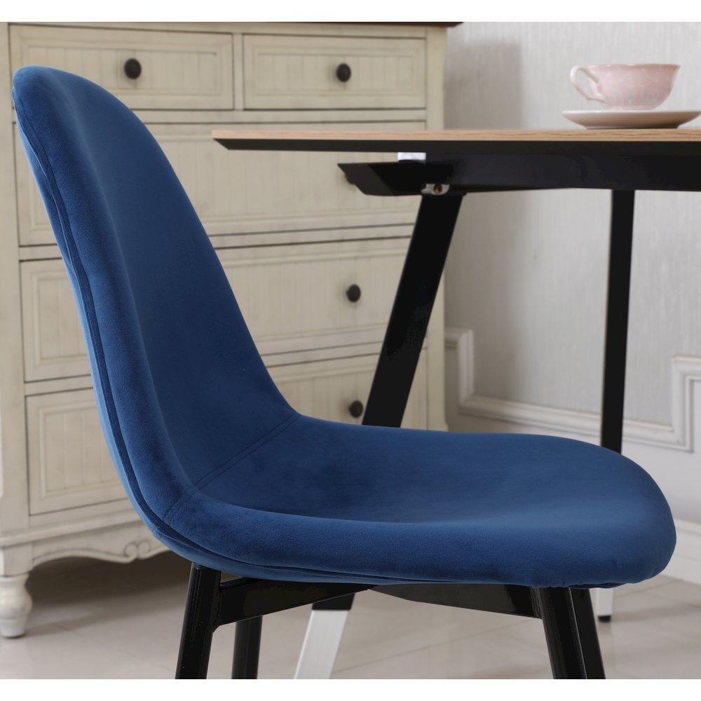 Lassan Contemporary Fabric Dining Chairs, Set of 4, Blue. Picture 7
