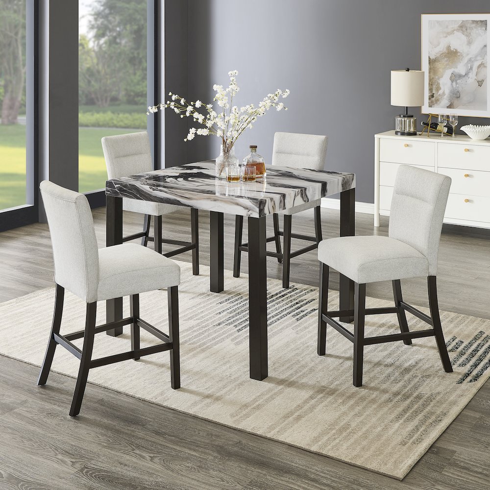 Cavira Modern Upholstered Counter Height Stools, Set of 2, Gray. Picture 7