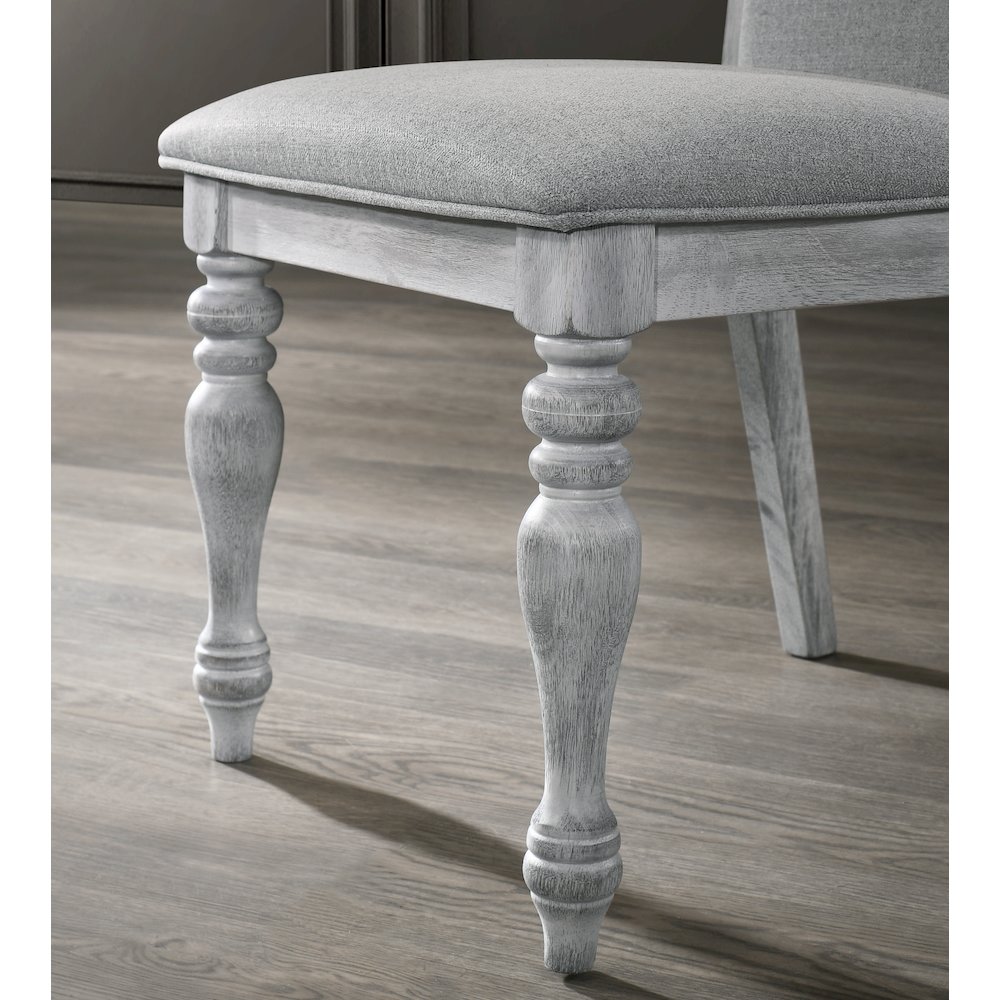 Iris 5-Pc Dining Set Pedestal Table with 4 Chairs, Weathered White and Gray. Picture 6