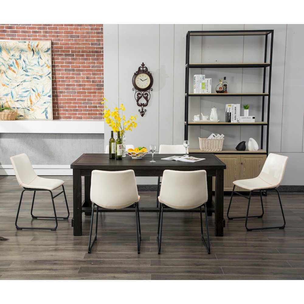 Lotusville Antique Wood Finished Dining Set: Table and Six Chairs, White. Picture 5