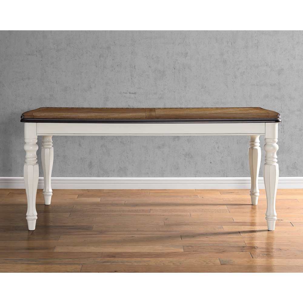 Belleza French Country Dining Table, Antique White and Weathered Oak Finish. Picture 4