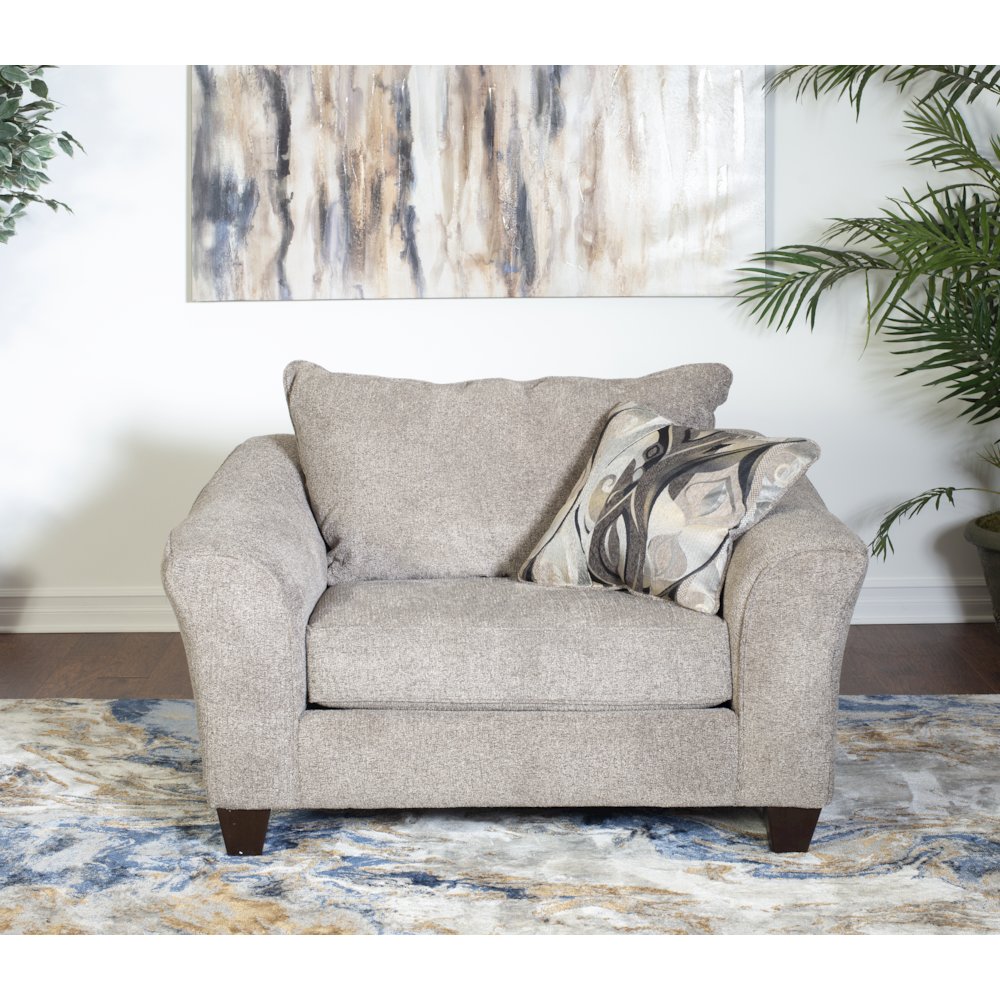 Camero Platinum Fabric Accent Chair and Ottoman Set. Picture 7