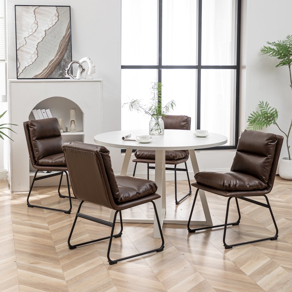 Innes 5-Pc Round Dining Set, Trestle Table with 4 Chairs. Picture 3