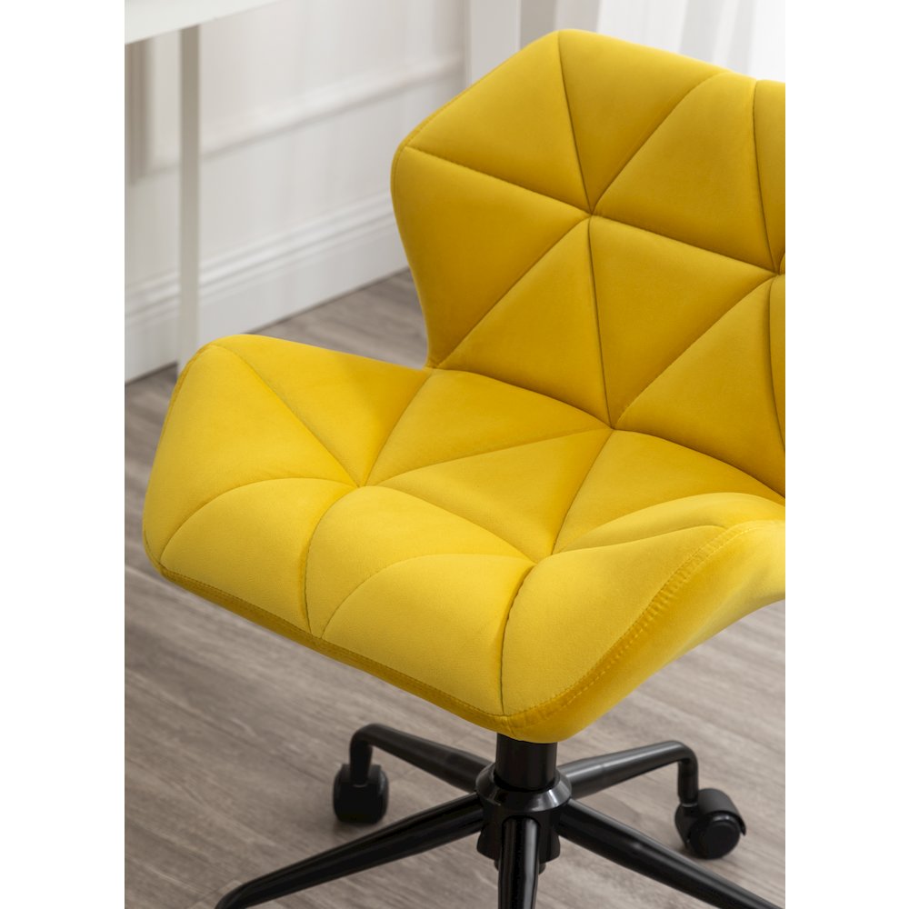 Eldon Diamond Tufted Adjustable Swivel Office Chair, Yellow. Picture 11