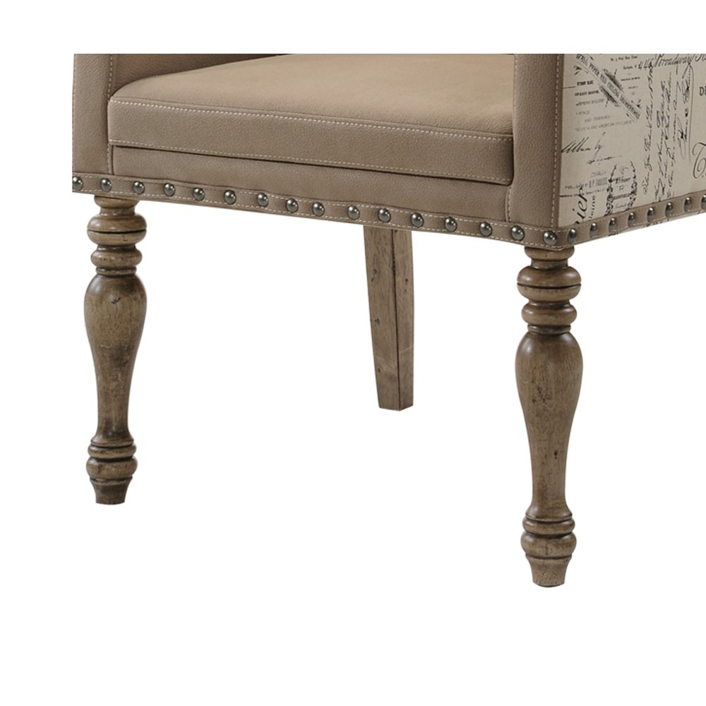 Birmingham Script Printed Driftwood Finish Dining Arm Chair, Set of 2. Picture 7