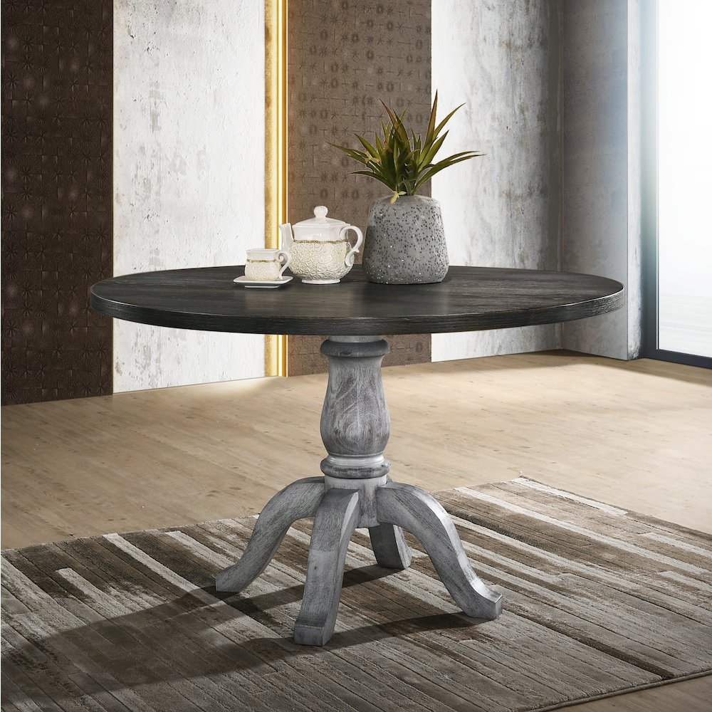Iris Round Pedestal Wood Dining Table. Picture 2