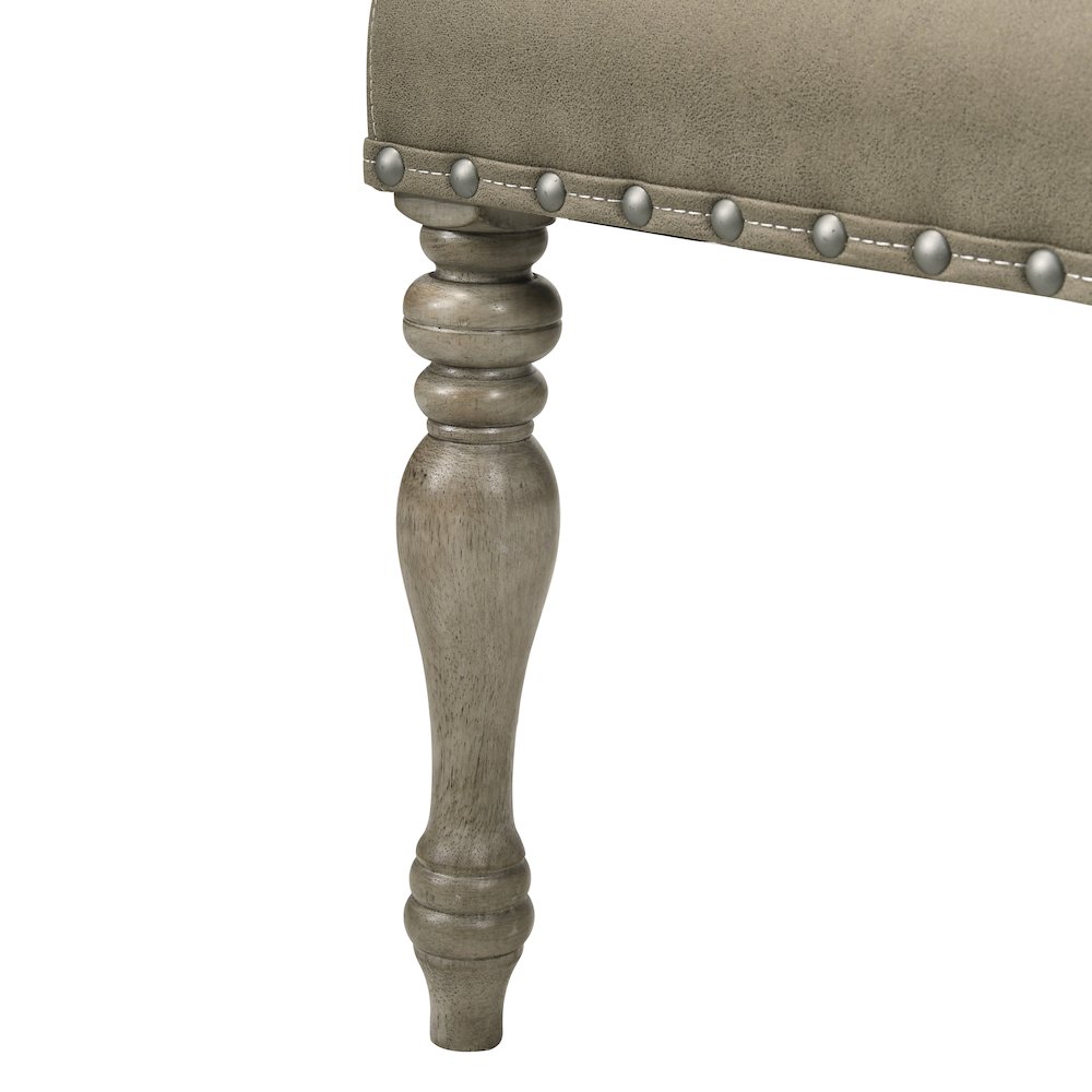 8-Piece Extendable Table with Nailhead Bench and Armchairs Dining Set, Driftwood. Picture 15