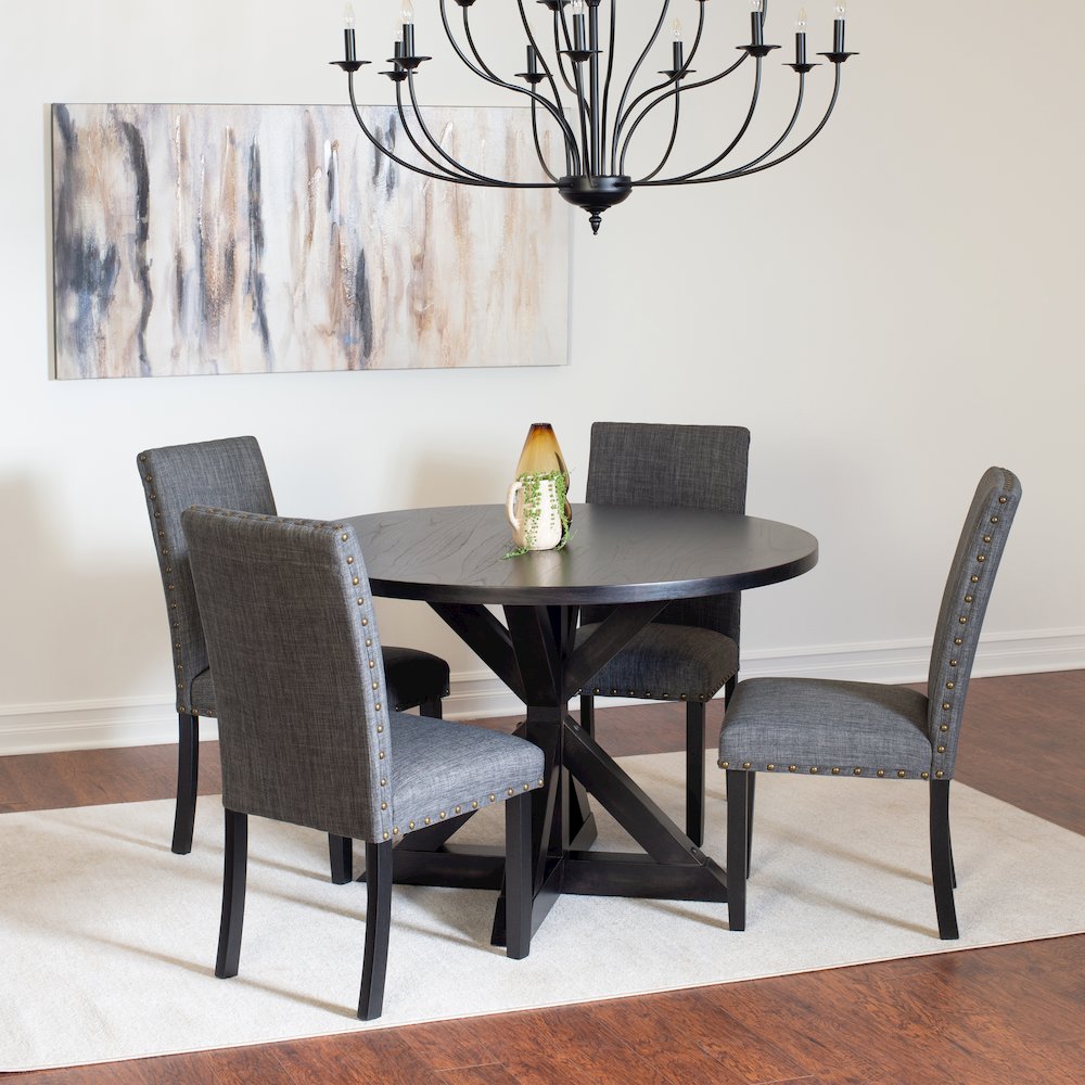 Mytzi 5-Pc Dining Set, Cross-Buck Dining Table with 4 Stylish Chairs, Gray. Picture 2