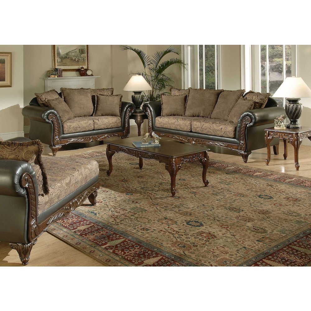 San Marino 2-Tone Chocolate Microfiber Chaise, Made in USA. Picture 5