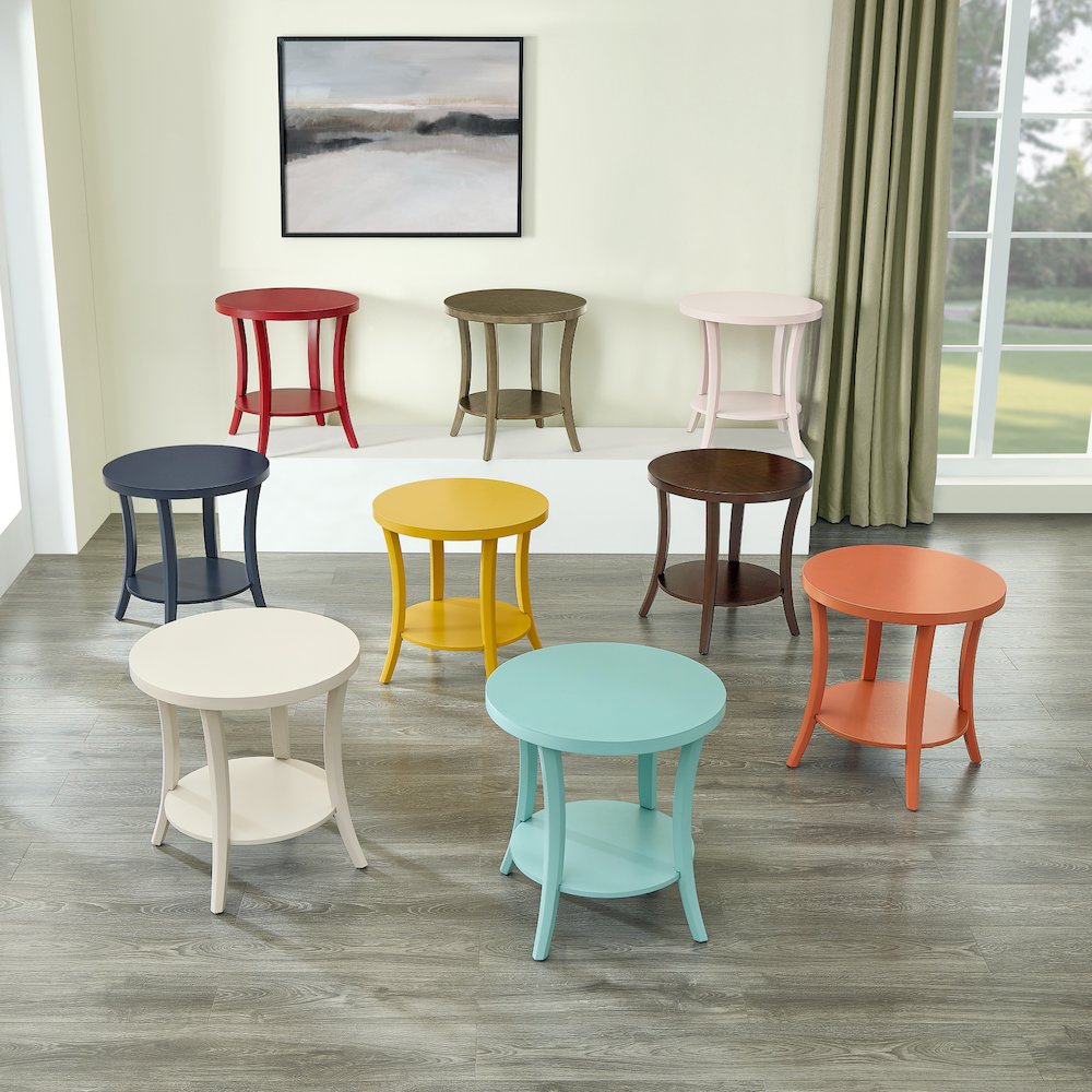Perth Round End Table with Shelf, Ivory. Picture 8
