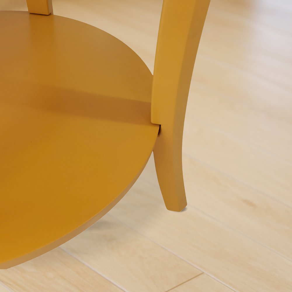 Perth Round End Table with Shelf, Yellow. Picture 5