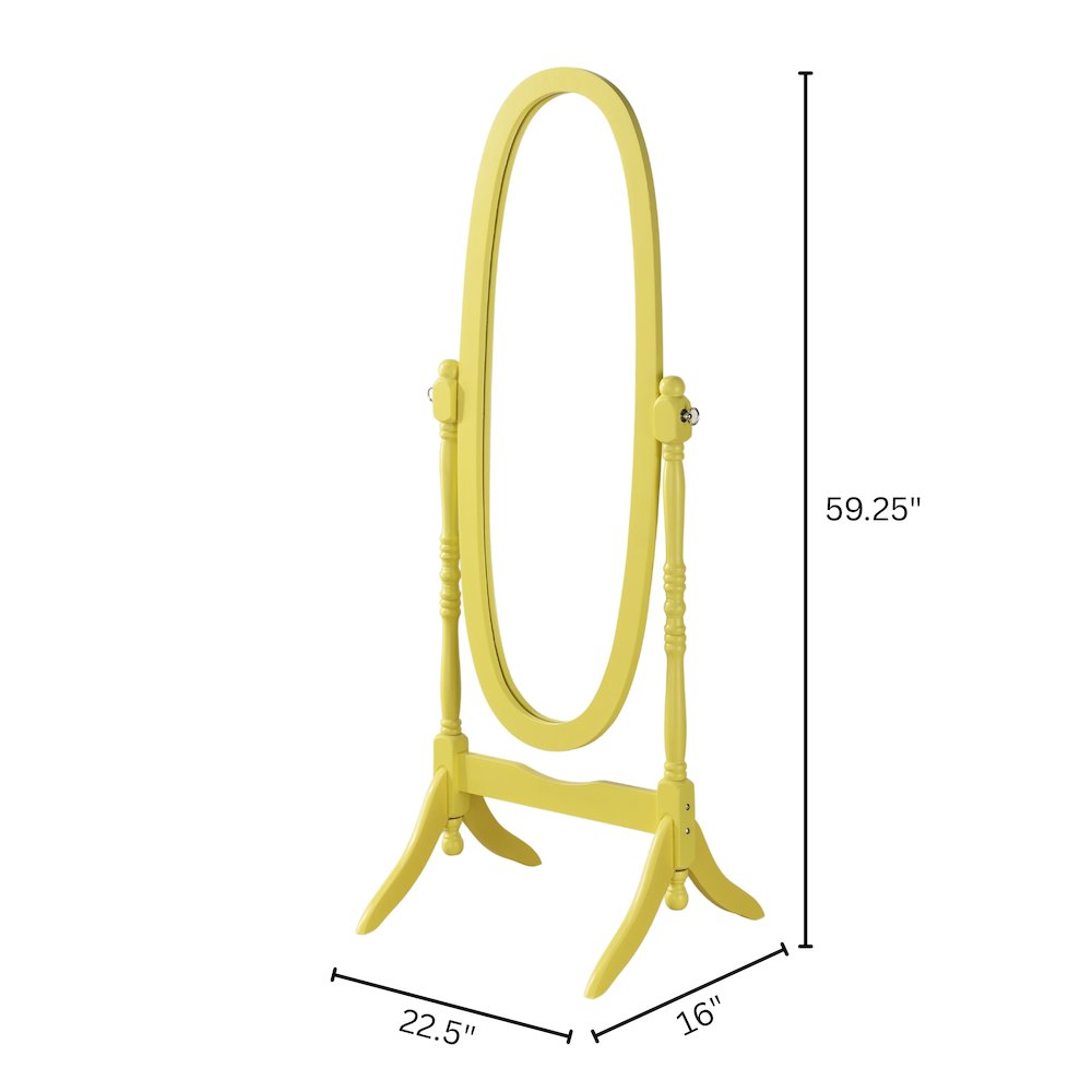 Traditional Queen Anna Style Wood Floor Cheval Mirror, Yellow Finish. Picture 5
