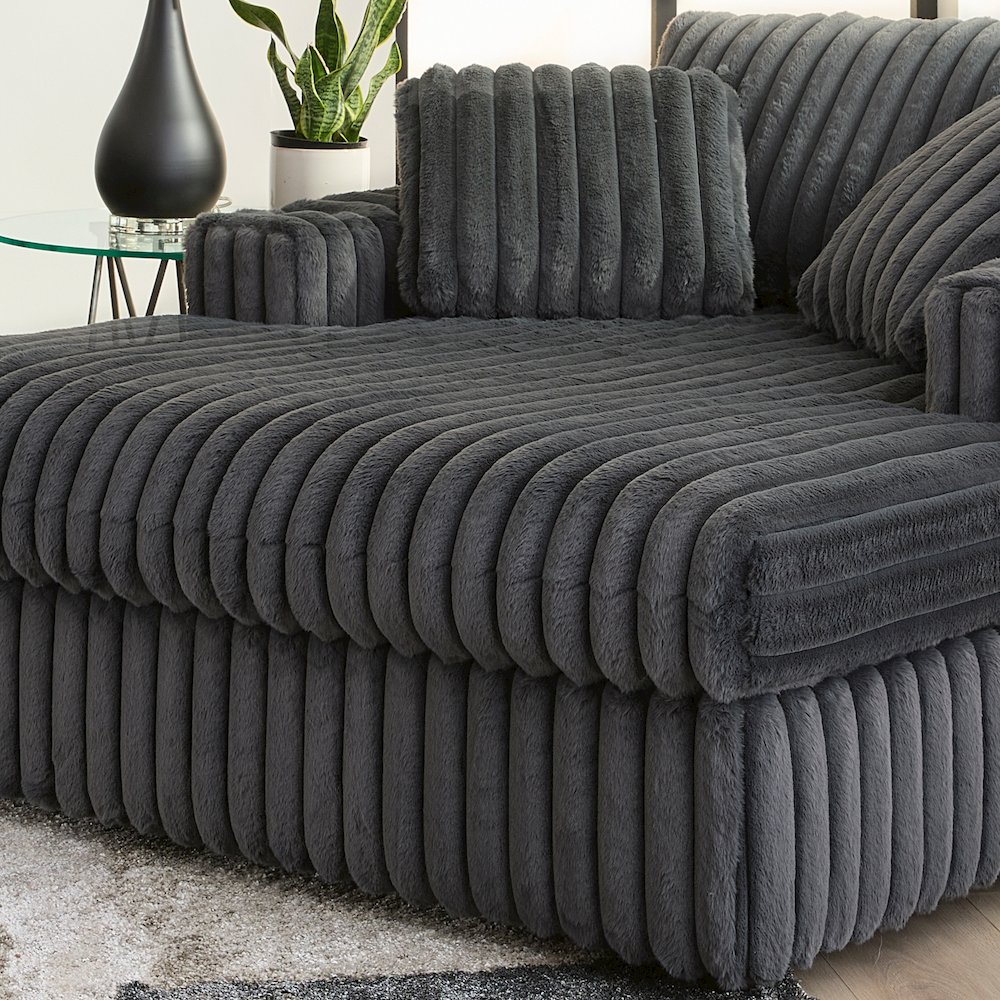 Belvoir Oversized Cuddle Chaise, with Cup Holders, Charcoal. Picture 4