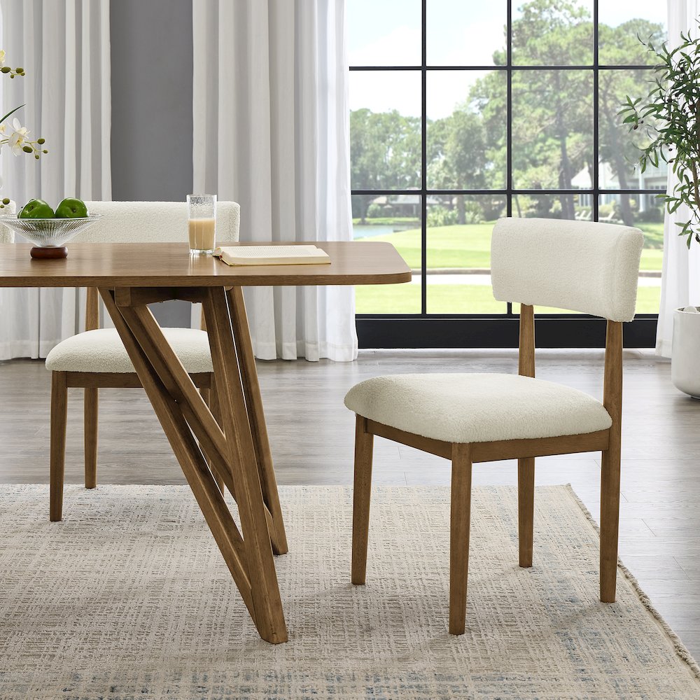 Axler 5-Piece Dining Set,Tripod-Cross DiningTable with 4Stylish Chairs,Light Oak. Picture 11