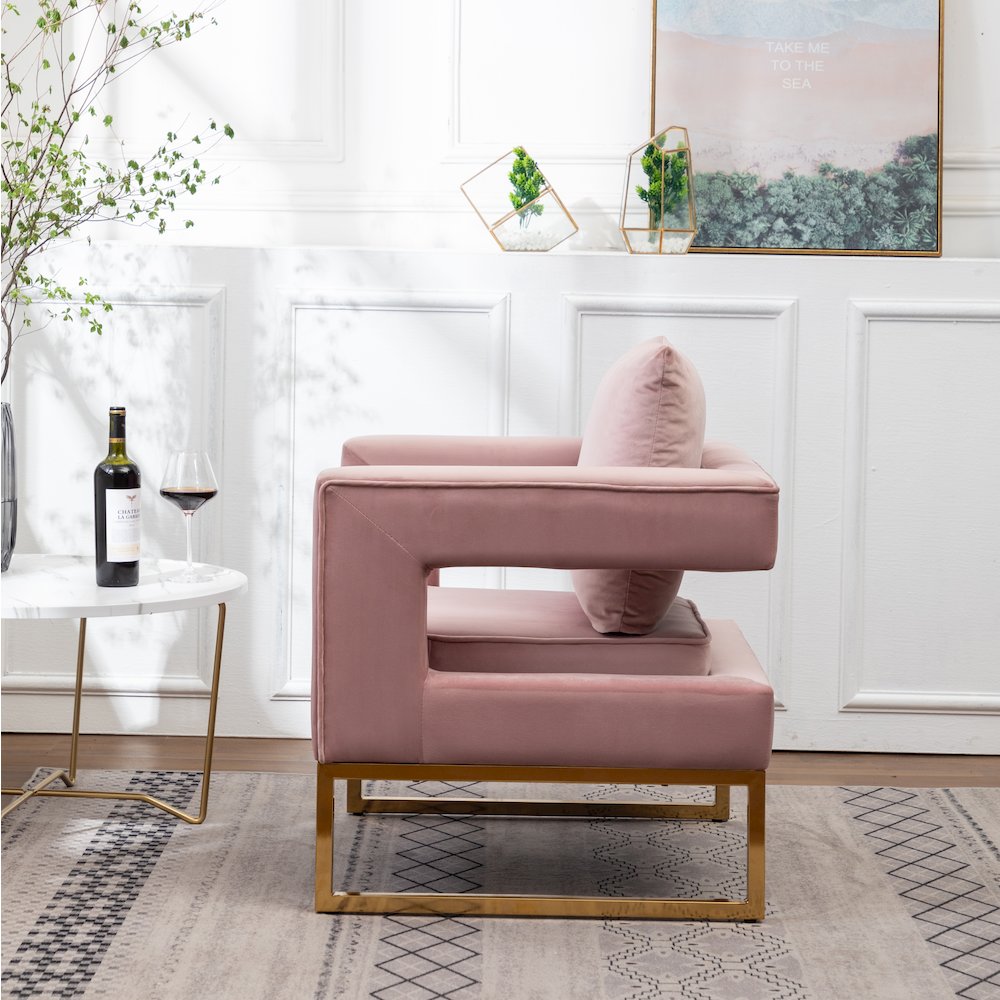 Lenola Contemporary Upholstered Accent Arm Chair, Pink. Picture 4