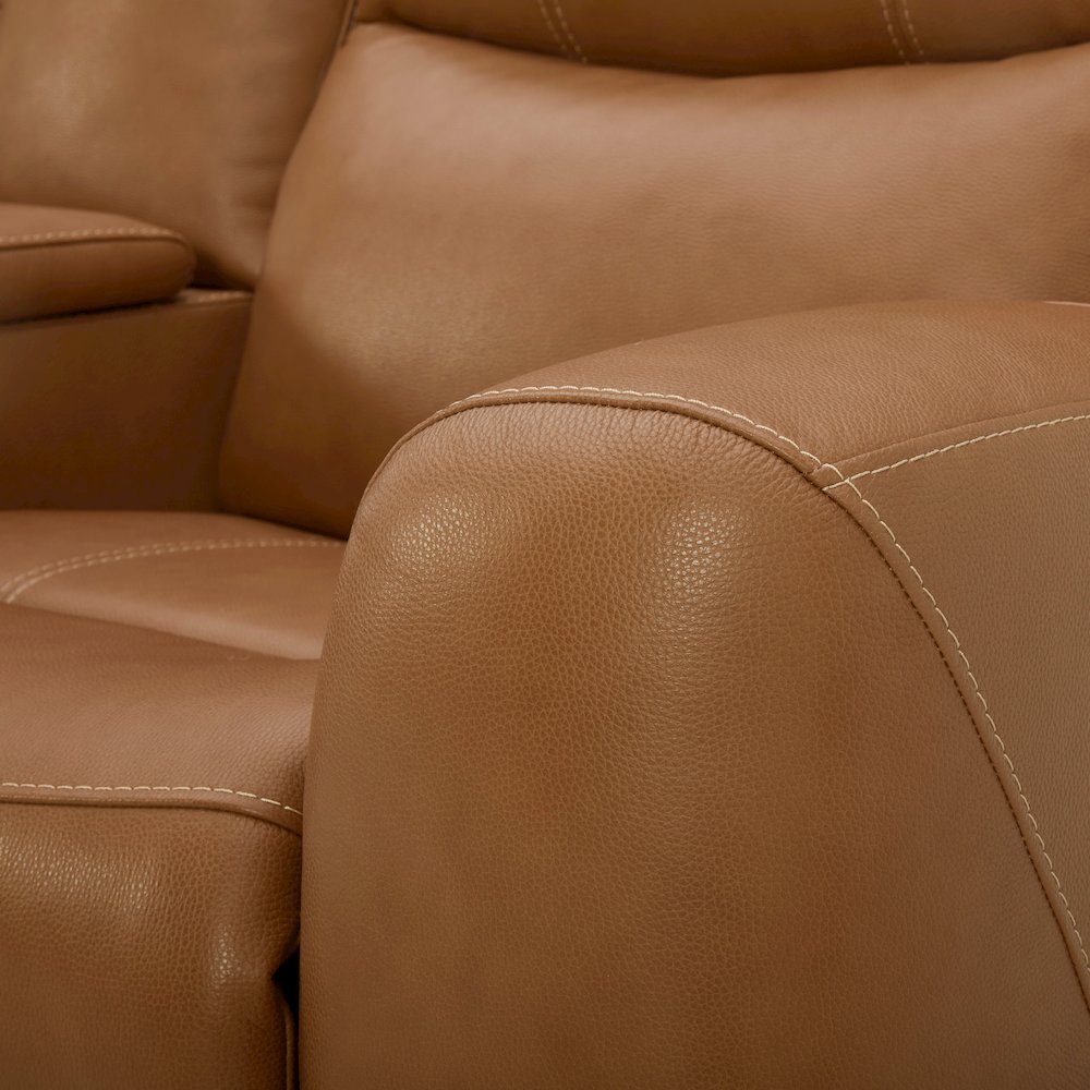 Cozura Leather Power Recling Sofa and Loveseat, Silverado Butternut. Picture 13
