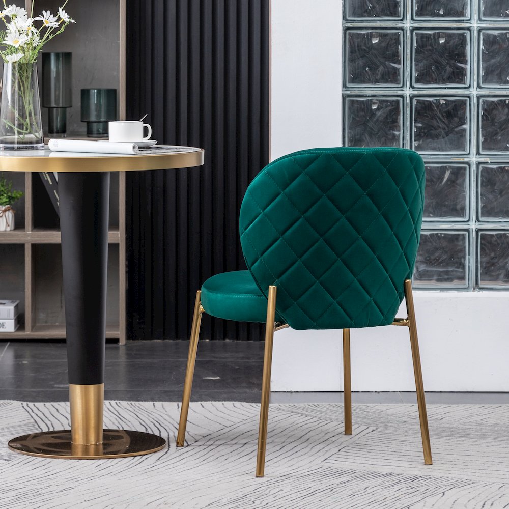 Amoa Contemporary Velvet Upholstery Dining Chair, Green, Set of 2. Picture 6