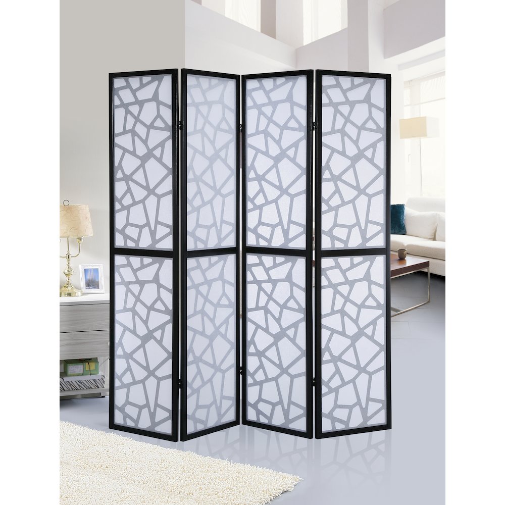Giyano Black 4 Panel Screen Room Divider. Picture 3