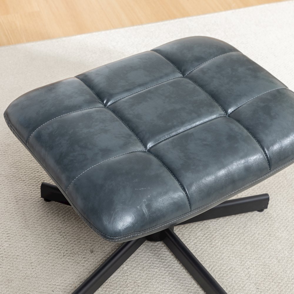 Arlena 2-Piece Seating Set, Faux Leather Tufted Accent Chair and Ottoman, Blue. Picture 12