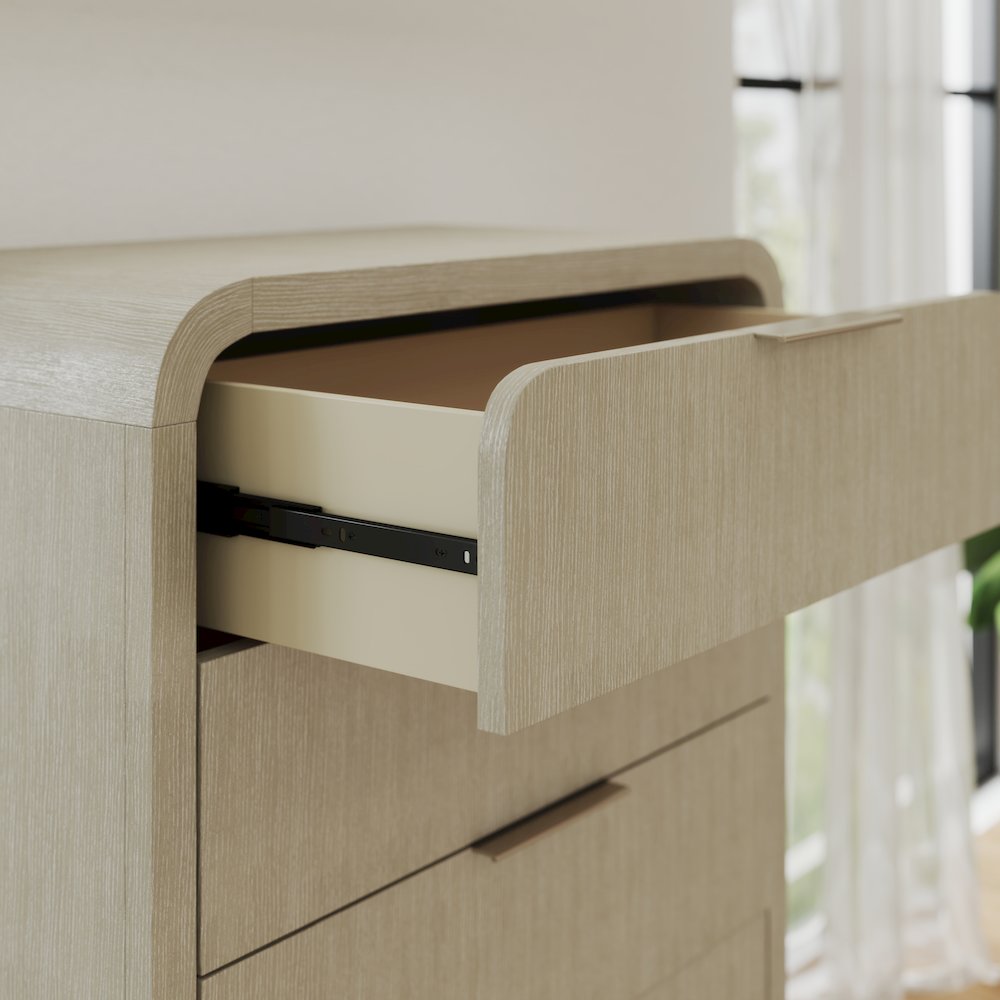 Tavari Contemporary 5-Drawer Wood Chest, Light Gray. Picture 5