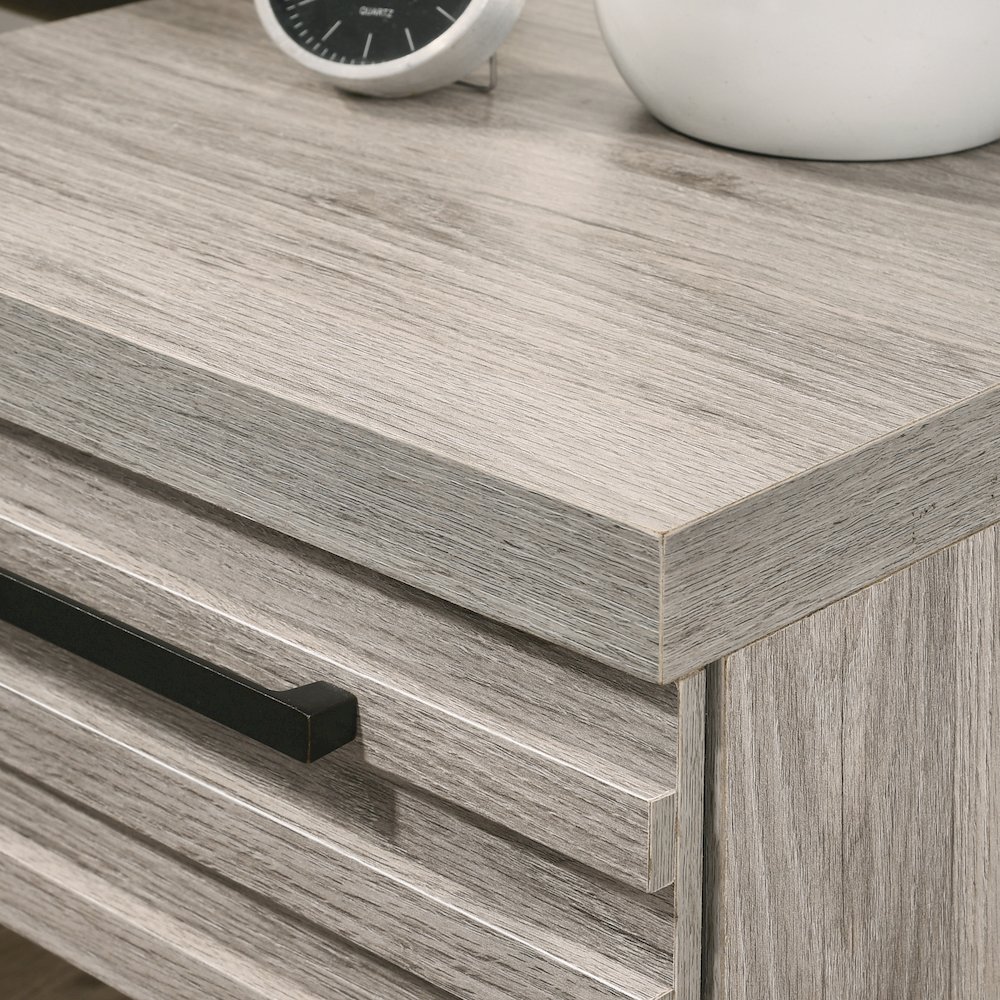 Wallbed Bed, Dresser, Mirror, and 2 Nightstands, Weathered Gray, Queen. Picture 14