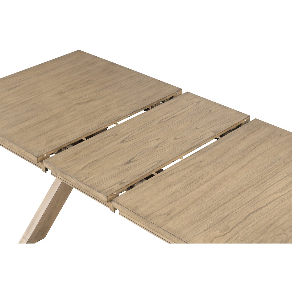 Raven Wood Trestle Extendable Dining Table with Leaf, Glazed Pine Brown. Picture 4