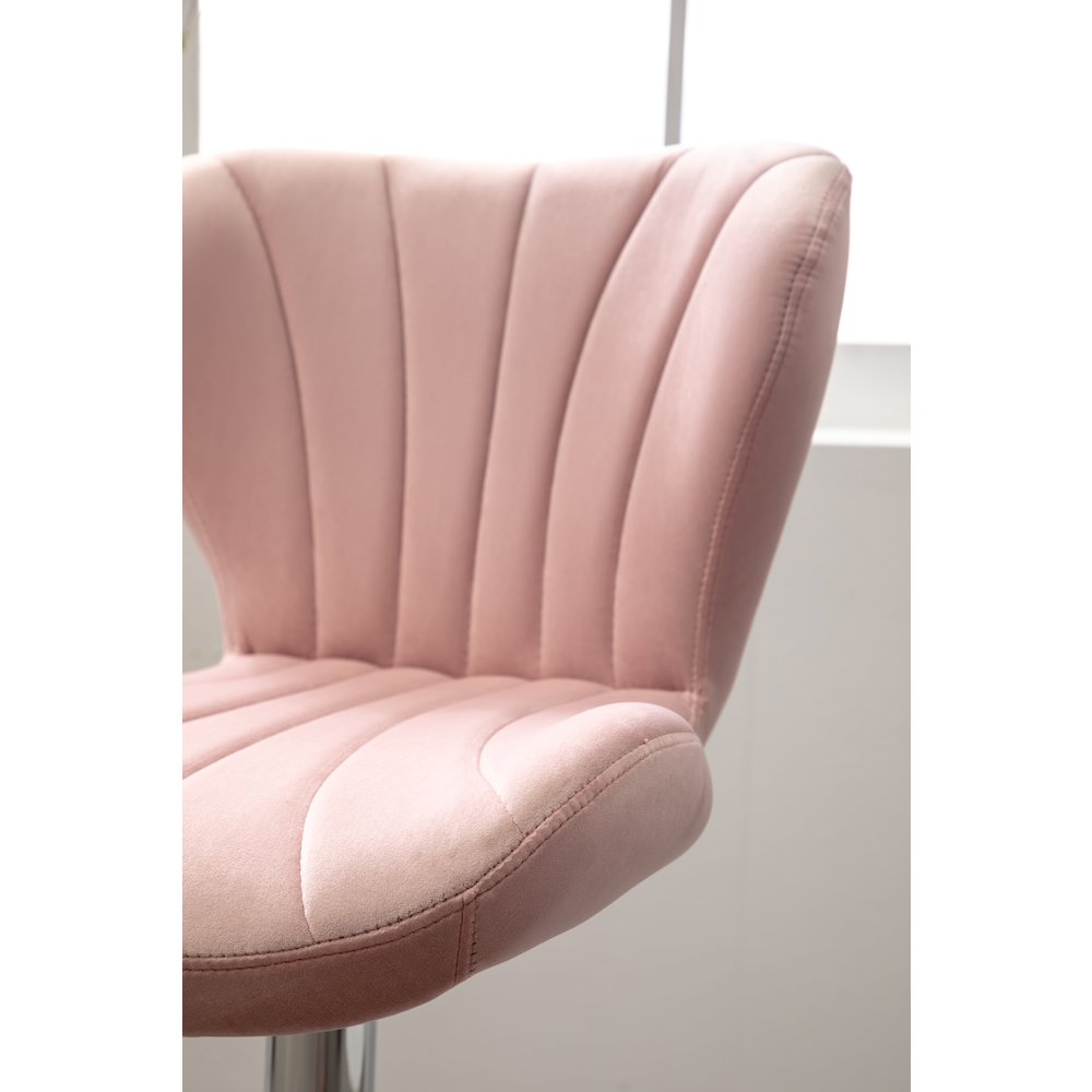 Ellston Upholstered Adjustable Swivel Barstools in Pink, Set of 2. Picture 9