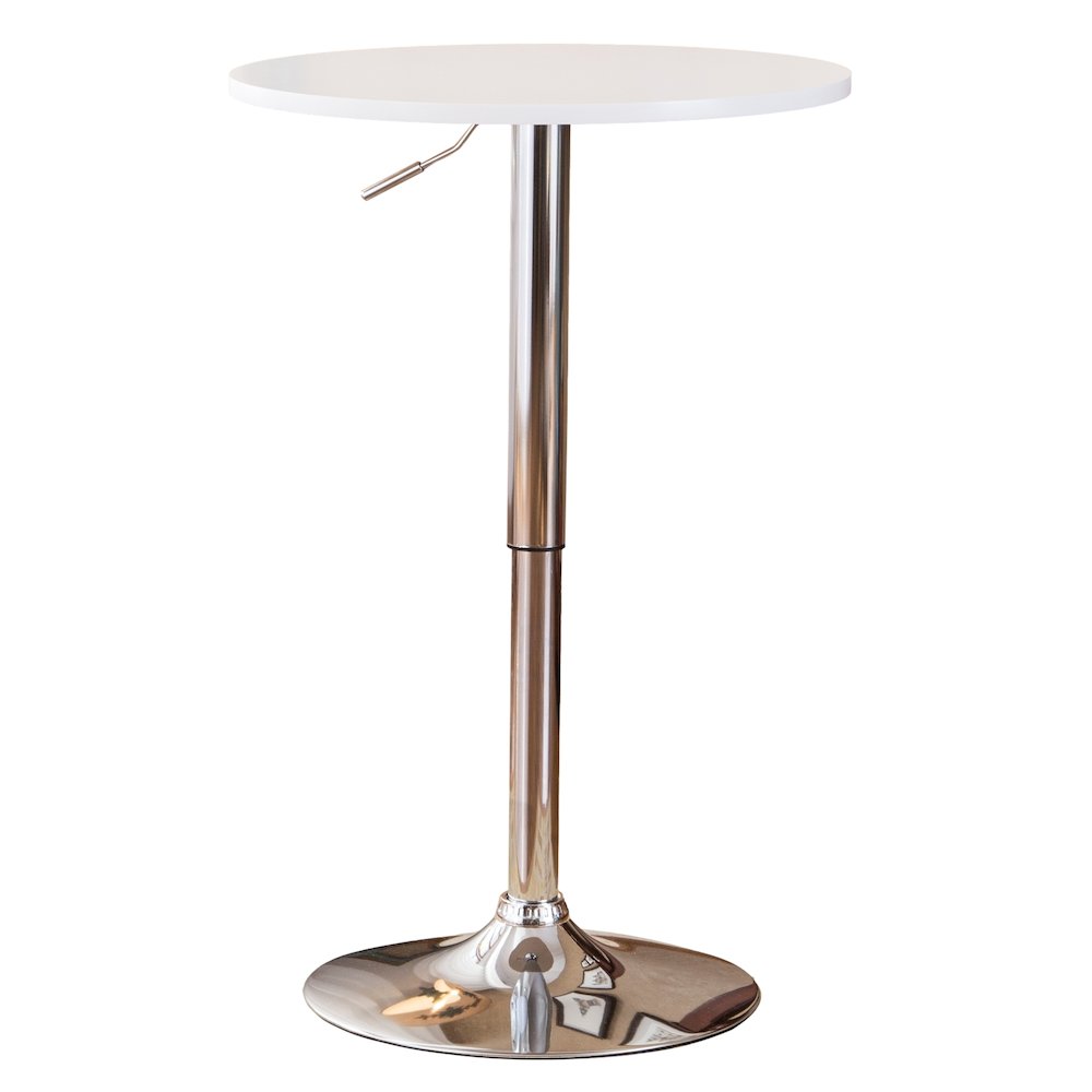 Baxton Adjustable Wood and Metal Bar Table, White. Picture 1