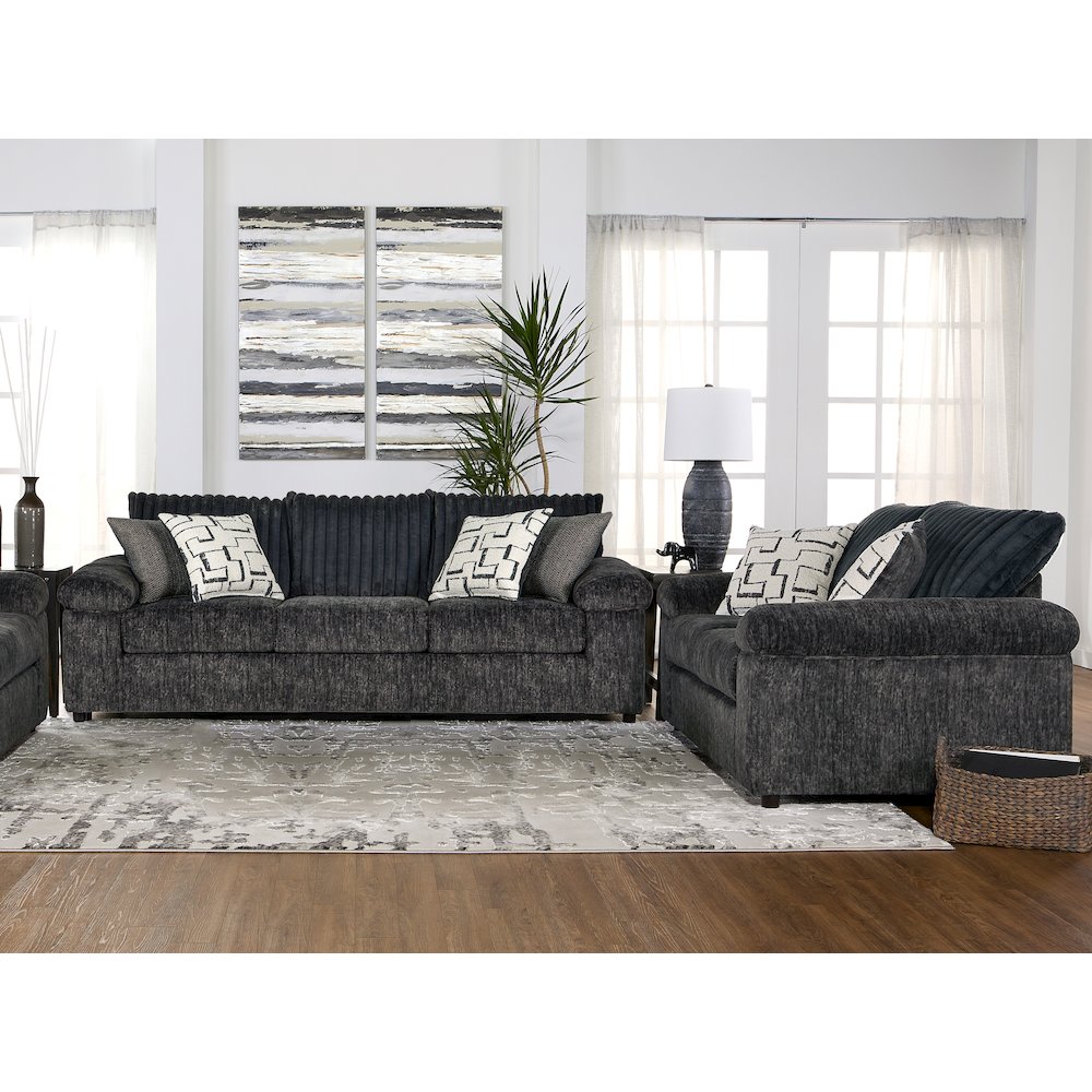Nason Wide Wale Corduroy Living Room 4-Piece Sofa Set, Charcoal. Picture 3