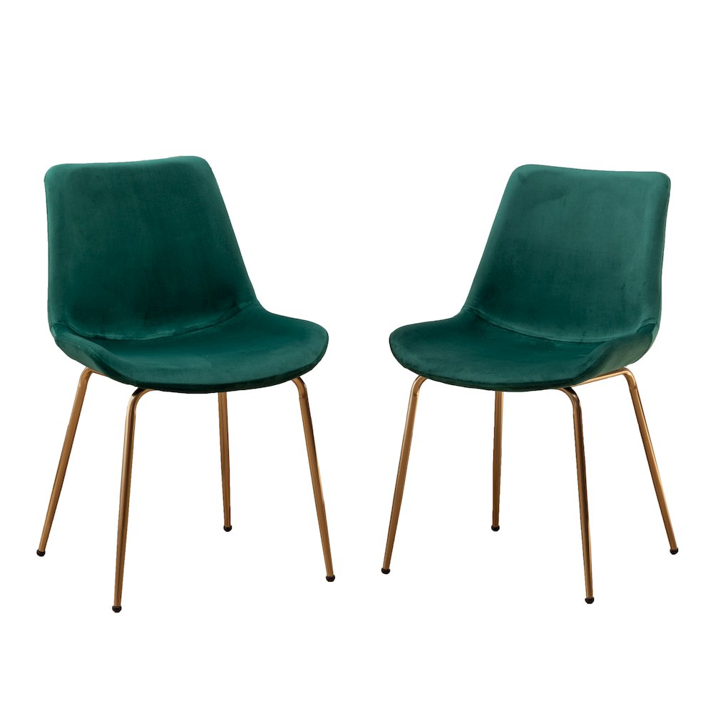 Aufurr Modern Velvet Dining Chair, Set of 2, Green. Picture 1