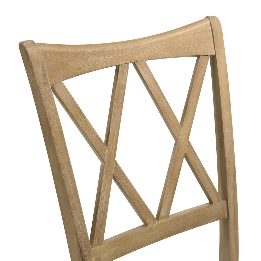 Verta 7-Piece Dining Table with 6 Cross Back Dining Chairs, Light Oak Finish. Picture 12