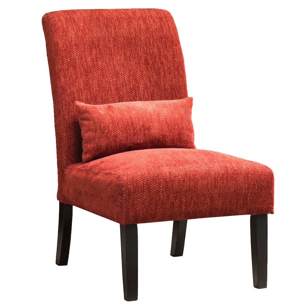 Pisano Red Fabric Armless Accent Chair with Matching Kidney Pillow. Picture 8
