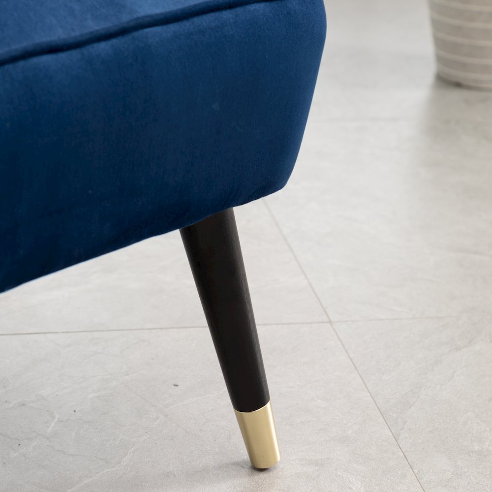 Elon Contemporary Velvet Upholstered Accent Chair, Blue. Picture 11