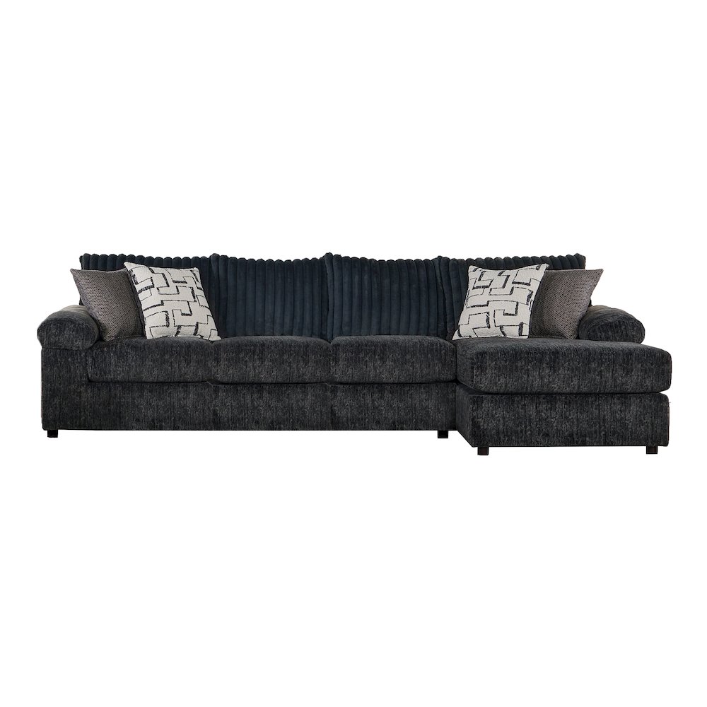 Nason Wide Wale Corduroy Sofa Chaise with Armchair, Charcoal. Picture 4