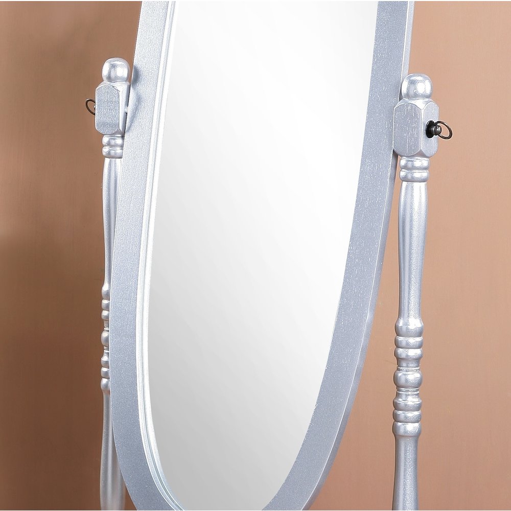 Audi Traditional Queen Anna Style Wood Floor Cheval Mirror, Silver Finish. Picture 3