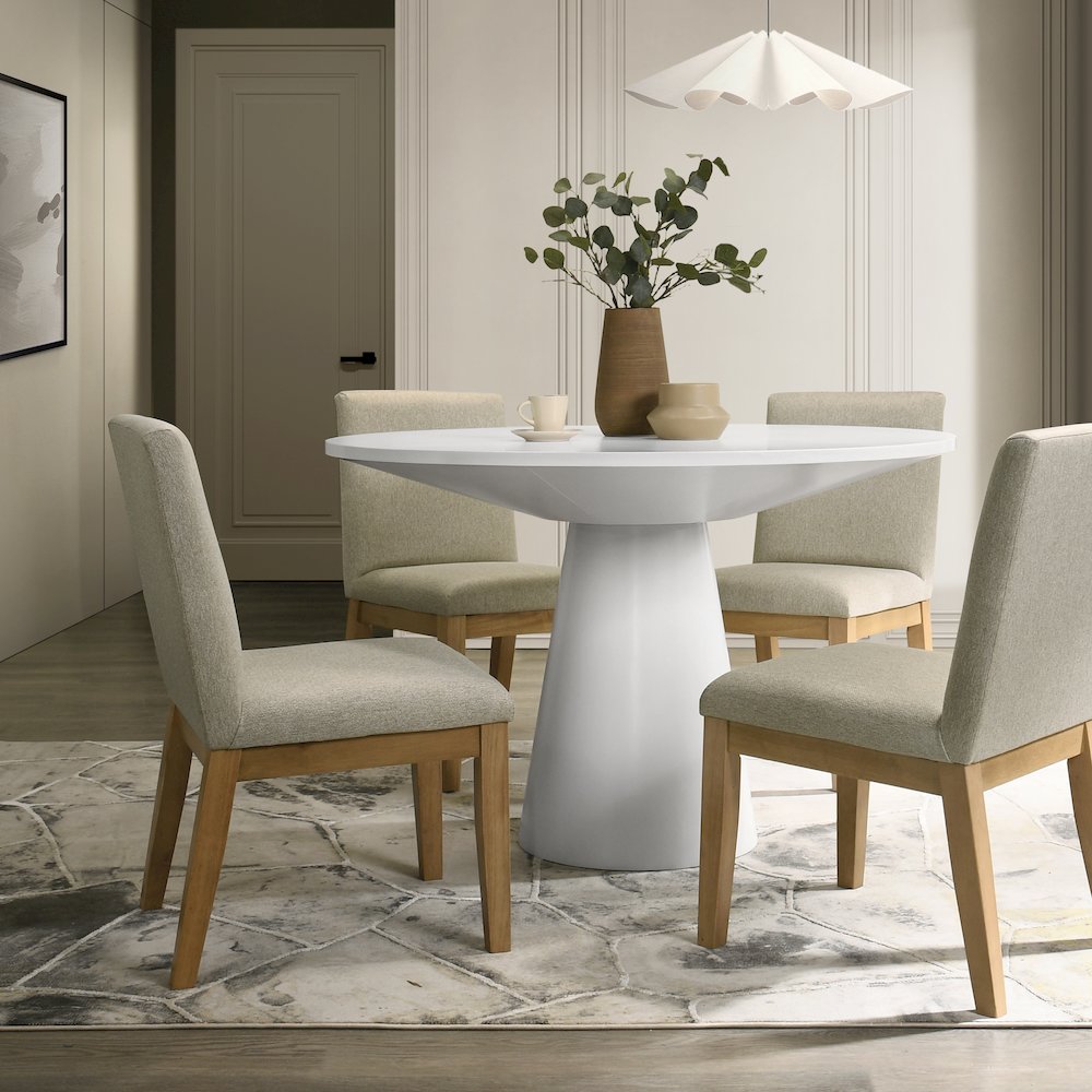 Rocco 5-Pc 48'' Pedestal Dining Set, Round Pedestal Table with 4 Chairs. Picture 4
