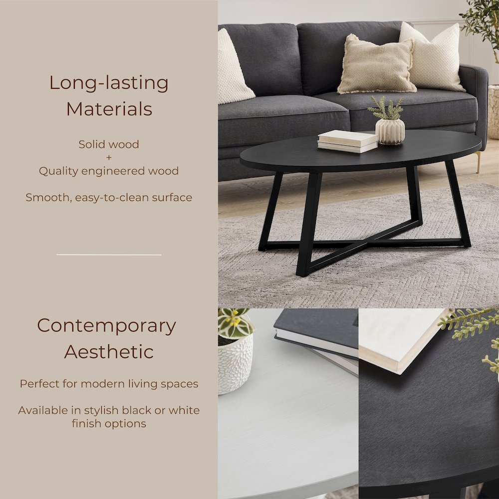 Modern Harmony 3-Piece Wood Oval Coffee Table Set. Picture 14