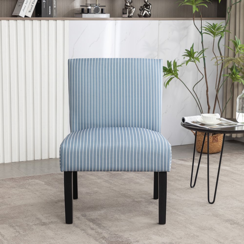 Botticelli Blue Stripe Upholstered Slipper Accent Chair. Picture 4
