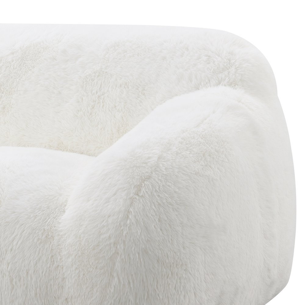 Adell Polar Bear Faux Fur Upholstered Sofa, Ivory White. Picture 5