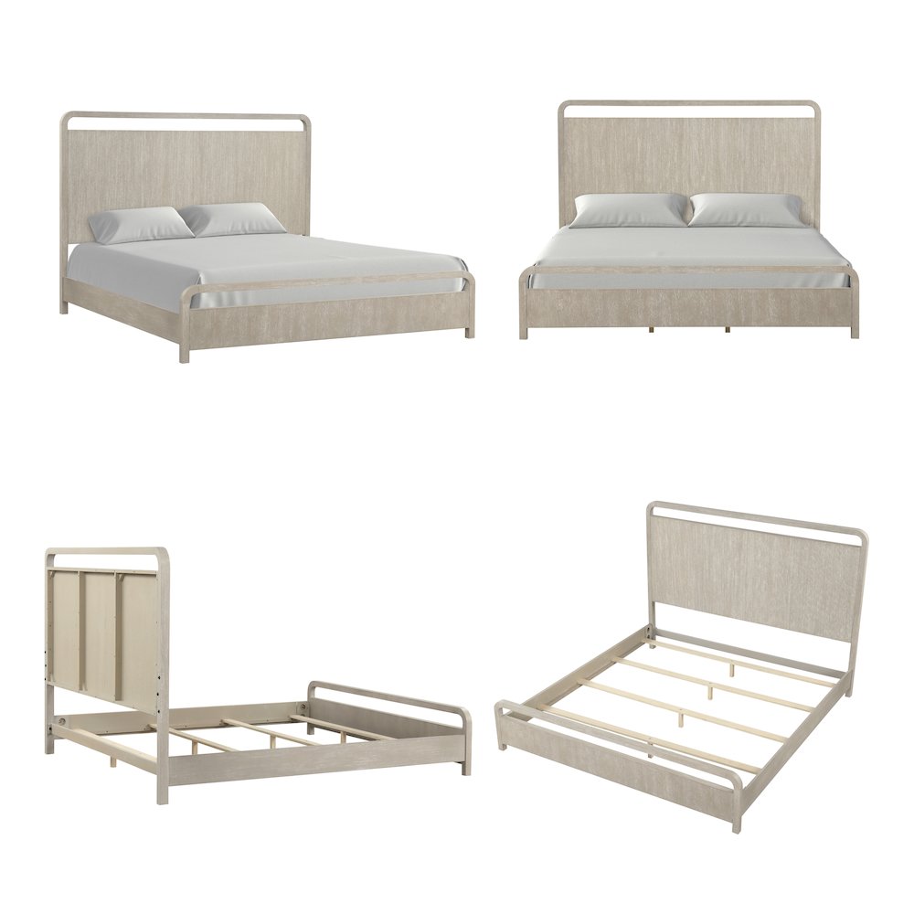 Tavari 3-PC Bedroom Set with Panel Bed and Two Nightstands in Light Gray, Queen. Picture 13