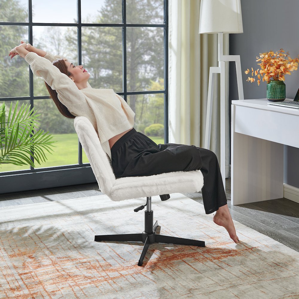 Blynn Adjustable Swivel Criss Cross Chair, Office Chair Vanity Chair. Picture 3