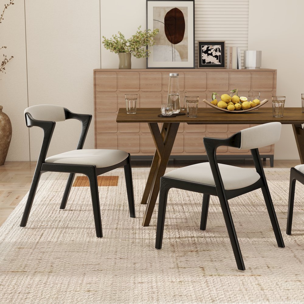 Lavin Walnut Finish Upholstered Dining Chairs, Set of 2. Picture 3